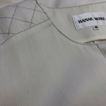 N1787-O◆ HANAE MORI ハナエモリ セットアップ スーツ ノーカラージャケット フレアスカート ステッチ キルティング◆size40 ホワイト 白_画像9