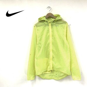 N2443-N◆美品◆ NIKE RUNNING ナイキ ランニング ウインドブレーカー 薄手 軽量 リフレクター ◆sizeM イエロー 蛍光 ドット ナイロン100