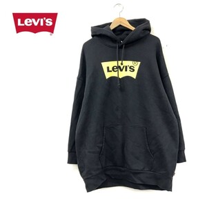 D396-N◆ Levi's リーバイス パーカー ワンピース フーディー 膝丈 レディース ◆ sizeM ブラック 黒 コットン ポリエステル 混紡