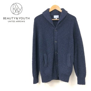 D305-F◆ BEAUTY&YOUTH ビューティーアンドユース ユナイテッドアローズ カーディガン ニット セーター ◆ sizeM アルパカ ネイビー 古着