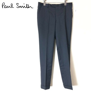 D728-F-N◆ Paul Smith ポールスミス スラックス パンツ ジッパーフライ 裾ダブル ◆ sizeM ウール100 ブラック 古着 メンズ