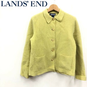 D1796-F◆ LANDSEND ランズエンド ジャケット ブレザー トップス ◆ size2 ウール100 イエロー 黄色 単色 古着 レディース 秋冬