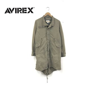 D1808-T-N◆AVIREX アヴィレックス ミリタリー ロングコート ジップ ダウンライナー アジャスター◆sizeM カーキ メンズ トップス