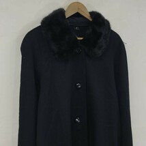 D1810-T◆SAGA MINK◆PureCashmere ピュアカシミヤ ウールコート ファー ステッチ 無地◆size7AR ブラック メンズ トップス カシミヤ100_画像3