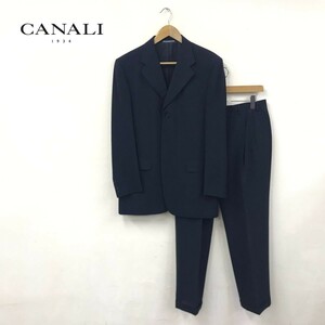 D1812-T◆CANALI カナーリ スーツ セットアップ テーラードジャケット シングル 3B スラックス◆size48 ネイビー メンズ ウール100