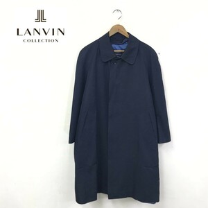 D1819-T-S◆LANVIN COLLECTION ランバンコレクション ステンカラーコート ステッチ 無地◆size44 ネイビー メンズ トップス カシミヤ混