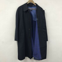 D1819-T-S◆LANVIN COLLECTION ランバンコレクション ステンカラーコート ステッチ 無地◆size44 ネイビー メンズ トップス カシミヤ混_画像7