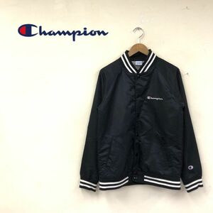 I30-G◆美品◆champion チャンピオン ジャケット◆sizeM ブラック 無地 アウター 上着 長袖 メンズ ポケット カジュアル シンプル ロゴ刺繍