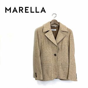 I285-O◆良品◆イタリア製◆ MARELLA マレーラ テーラードジャケット シングル ツイード アウター◆size40 ウール シルク ベージュ