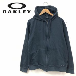 I260-F-N◆ OAKLEY オークリー ジップアップパーカー フーディ ジャケット ◆ sizeM コットン ポリエステル ブラック ロゴ刺繍 古着 メンズ