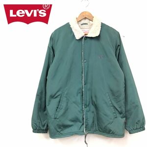 I212-F-N◆ 美品 ◆ Levi's リーバイス 裏ボア コーチジャケット ブルゾン ◆ sizeM ナイロン100 グリーン ロゴプリント 古着 メンズ 秋冬