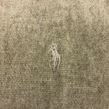 I172-U-N◆イタリア製◆Polo Ralph Lauren ポロラルフローレン 大判マフラー フリンジ 刺繍ロゴ◆size 約190×50cm ベージュ カシミヤ_画像4