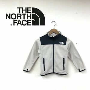 I58-G-N◆美品◆the north face ザノースフェイス フリース◆キッズ 男の子 size120 ベージュ 無地 アウター 長袖 上着 秋冬 ハイネック