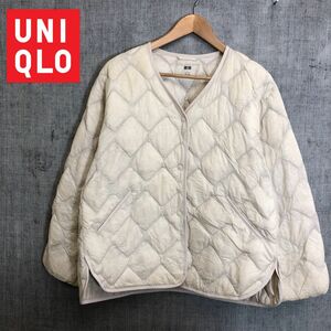 I526-F◆ UNIQLO ユニクロ ウルトラライトダウンジャケット キルティング ◆ sizeL ナイロン100 ホワイト 古着 レディース 秋冬