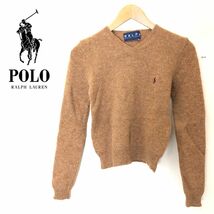 I523-F◆ RALPH LAUREN ラルフローレン ニット セーター トップス ◆ sizeM ウール100 ブラウン 古着 レディース 秋冬_画像1