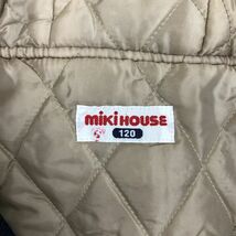 I505-W-N◆キッズ◆良品◆MIKI HOUSE ミキハウス デニムコート フード 中わた ワッペン カジュアル 子供服◆size:120 ブルー系 コットン_画像9