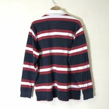 I416-N◆ BrooksBrothers ブルックスブラザーズ ラガーシャツ 長袖 ポロシャツ トップス◆sizeM ネイビー レッド ボーダー コットン_画像6