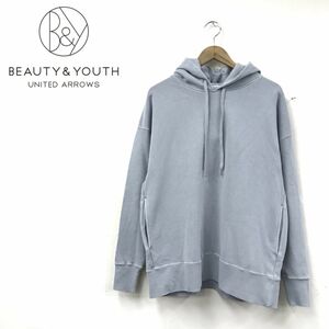 I914-U◆BEAUTY&YOUTH ビューティーアンドユース フーディー 長袖 無地 ポケット有り オーバーサイズ◆size F ダスティブルー コットン