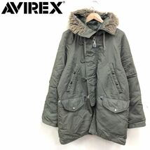 I877-F◆ avirex アヴィレックス 290438-A フライトジャケット バックプリント ◆ sizeS ナイロン グリーン 古着 メンズ 秋冬 ミリタリー_画像1