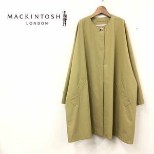 I870-K◆日本製 MAKINTOSH マッキントッシュ 長袖ノーカラーコート◆size38 ベージュ 薄手 総裏 身幅広 ゆったり ドロップショルダー