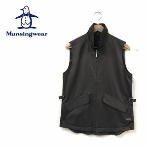 I837-U-N◆MUNSINGWEAR マンシングウェア ベストジャケット インナーベスト 襟 ポケット有り 無地 フリース◆size M ブラウン ポリエステル