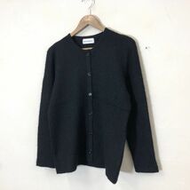 I863-N◆美品◆old◆ Yves Saint Laurent イヴサンローラン モヘヤカーディガン ジャケット ニット 丸首 長袖 ◆sizeM ブラック ウール_画像5