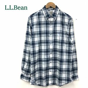 I842-W◆良品◆L.L.Bean エルエルビーン チェックシャツ ボタンダウン アウトドア オーバーサイズ カジュアル◆size:S ブルー系 コットン