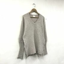 I834-U-N◆green label relaxing グリーンレーベルリラクシング ニット Ｖネック 無地 ボリュームスリーブ◆size F アイボリー アルパカ_画像5