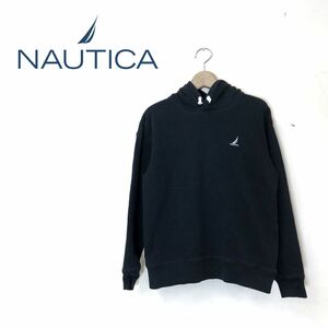 I1466-O-N◆ NAUTICA ノーティカ フーディ パーカー バックプリント ロゴ トップス◆150cm キッズ 子供 コットン ブラック 黒