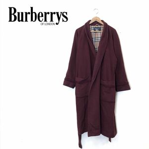 I1465-O-N◆ Burberrys バーバリーズ ガウンコート ローブ ベルト 裏地チェック アウター◆sizeM ウール カシミヤ レッド 赤