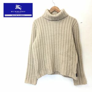 I1435-F-N◆ BURBERRY blue label バーバリーブルーレーベル タートルネックニット セーター ◆ sizeL ウール100 ブラウン 古着 レディース