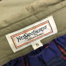 I1340-F-N◆ old ◆ YVES SAINT LAURENT イヴサンローラン コート ジャケット ◆ sizeS コットン100 カーキ 古着 レディース 秋冬_画像8