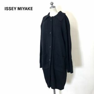 I1998-D◆old◆ ISSEY MIYAKE イッセイミヤケ ニットジャケット ロング カーディガン ◆sizeM ブラック 黒 ウール ラム ミンク