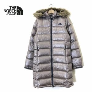 I1984-N◆ THE NORTH FACE ノースフェイス ノベルティヌプシダウンコート レディース ファー◆sizeS ミルクティー ナイロン100