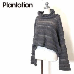 I1860-F◆ Plantation プランテーション デザインニット セーター トップス ◆ sizeM ウール レーヨン パープル系 古着 レディース 秋冬