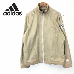 I1835-F◆ adidas アディダス チャンピオンズリーグ ジャケット ジップアップブルゾン ◆ sizeL コットン ブラウン ロゴプリント 古着 秋冬