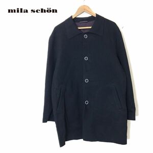 I1718-N◆良品◆ Mila Schoen ミラショーン カシミヤ混 コート 裏地なし メンズ ◆ size46 ブラック パープル ウール