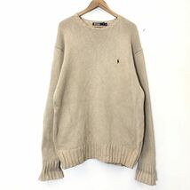 I1663-F-N◆ old ◆ polo ralph lauren ポロラルフローレン ニット セーター 大きめ ◆ sizeLL コットン100 ブラウン 古着 メンズ 秋冬_画像2