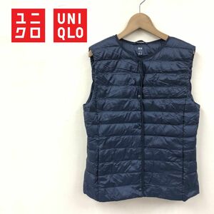 I1613-K◆良品 UNIQLO ユニクロ ウルトラライトダウンベスト◆sizeM ネイビー ナイロン ダウン90% 軽量 薄手で暖か インナーダウン