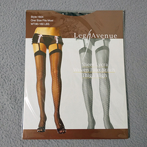 ライクラ シアーストッキング (黒)　ピンクと白の縦ステッチ入り　サイズ：フリー(M-L) LegAvenue 1604　新品・未使用　残1_画像2