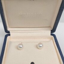 【86】MIKIMOTO ミキモト K18WG パールピアス ペアセット 貴金属 アクセサリー 総重量約2.2g 玉7.5mm 刻印有 箱付_画像1