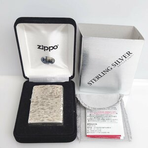 【86】ZIPPO ジッポー STERLING SILVER スターリングシルバー 純銀 5面加工 ハンマートーン 2021年製 着火確認済 稀少