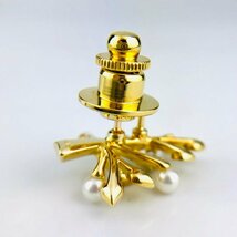 【77】 MIKIMOTO ミキモト K18 ピンブローチ ツリー 箱付 パール 真珠 ダイヤ エメラルド？ ぺリドット？ 18.1×21.0mm 4.5ｇ （1458）_画像8