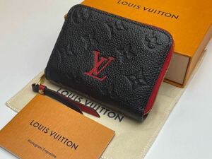 1円◇超極美品◇LOUISVUITTON◇アンプラント◇コインパース◇ジッピーウォレット◇ルイヴィトン◇モノグラム◇艶消し◇ブラック×レッド◇