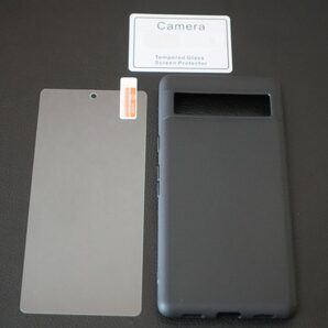 【3点フルセット】Pixel 7a ブラックケース+画面保護ガラス+カメラレンズ保護ガラス TPU ブラック 画面保護 9H シンプル カバー ピクセル7a