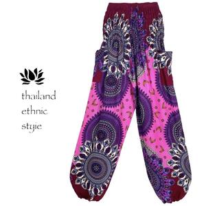 [ new goods ] Aladdin pants Thai pants sarouel pants [ car - ring ]200 pink wine Y99