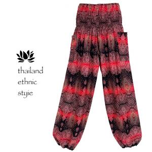 [ new goods ] Aladdin pants Thai pants sarouel pants rayon [ car - ring ]G pattern red Y104