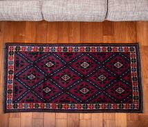 送料無料 ラグ バローチ アンティーク マット 遊牧民バローチの手織り絨毯(約144cm x 85cm) パキスタン_画像4