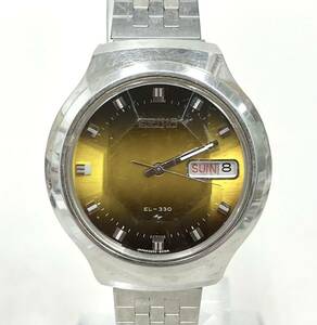 AK◆ SEIKO EL-330 3303-8120E 腕時計 クオーツ デイデイト 3針 イエロー文字盤 ラウンド ダイヤカットガラス セイコー 現状品