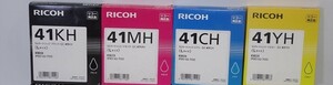 送料無料 4色セット ジェルジェットインク リコー RICOH GC41KH ブラック/GC41CH シアン/GC41MH マゼンタ/GC41YH イエロー 21-5